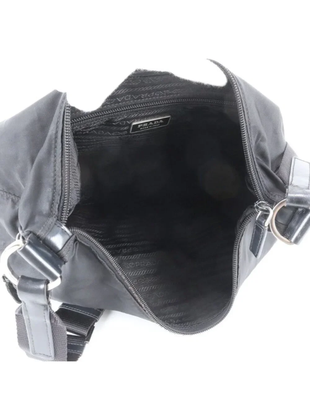 Prada Tessuto Nylon Triangle Logo Leather Shoulder Bag Crossbody Messenger
